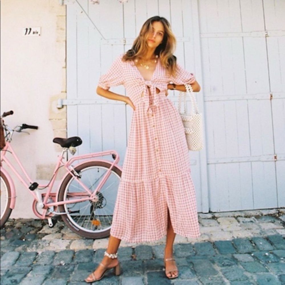 Faithfull the Brand Maple Gingham Ditsy Midi Dress